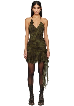 Blumarine Green Ruched Minidress