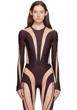 Mugler Burgundy Illusion Bodysuit