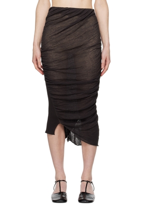 ISSEY MIYAKE Brown Twisted Midi Skirt
