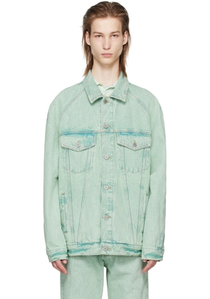 Palm Angels Green Overdye Denim Jacket
