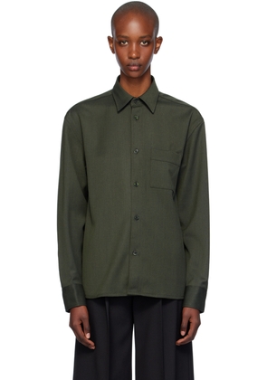 Filippa K Green Boxy Wool Twill Shirt