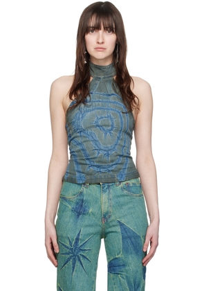 Masha Popova SSENSE Exclusive Khaki & Blue Denim Tank Top