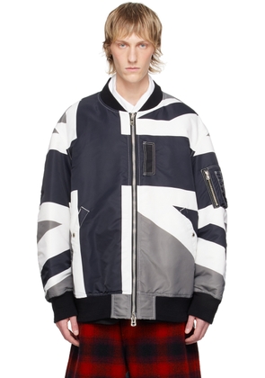 TAKAHIROMIYASHITA TheSoloist. White & Black Back Gusset Bomber Jacket