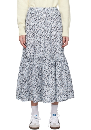 GANNI Blue Flounce Maxi Skirt