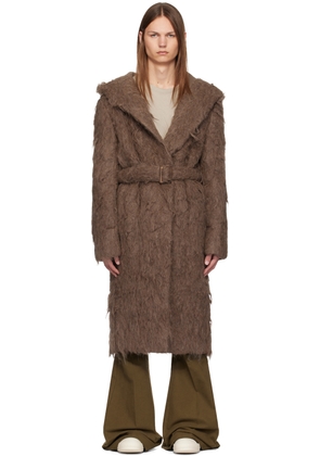 Rick Owens Brown Slim Hoodie Coat