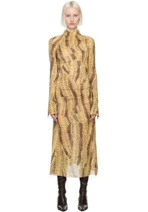 KNWLS Yellow Serpent Midi Dress