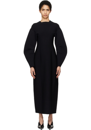 Jil Sander Black Squareneck Longsleeve Knitted Midi Dress