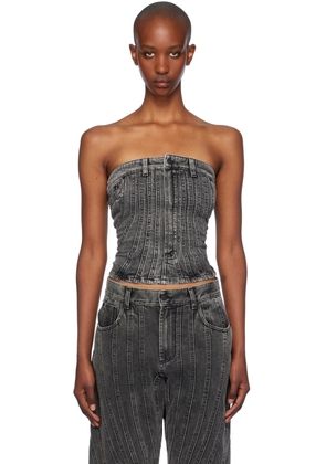 Mugler Gray Spiral Denim Bustier