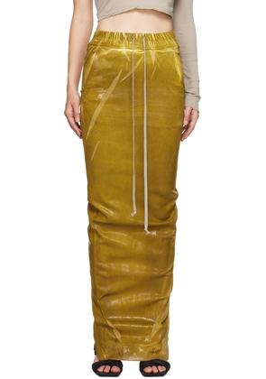 Rick Owens DRKSHDW Yellow Porterville Pull On Pillar Denim Maxi Skirt
