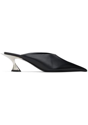 Mugler Black Leather Fang 55 Mules