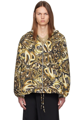Acne Studios Black & Gold Hooded Logo Jacket