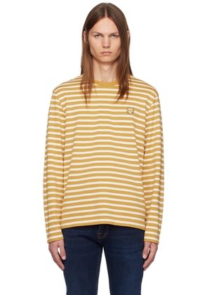 Maison Kitsuné Yellow Bold Fox Head Patch Regular Marin T-shirt