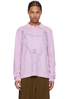 Glass Cypress Purple 'Woman' Cashmere LS Polo