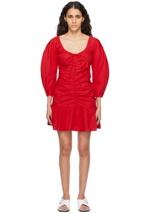 GANNI Red Gathered Minidress