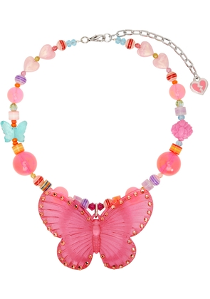 I'm Sorry by Petra Collins SSENSE Exclusive Pink & Multicolor Tarina Tarantino Edition Butterfly Brit Charm Necklace