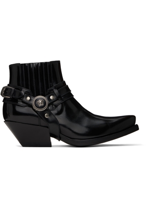 Versace Black Texano Ankle Chelsea Boots