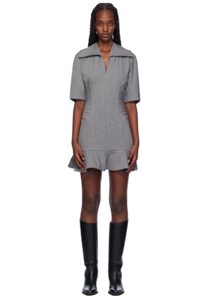 GANNI Gray Striped Suiting Minidress