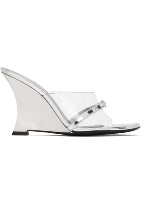Versace Silver Gianni Ribbon Wedge 95mm Mules