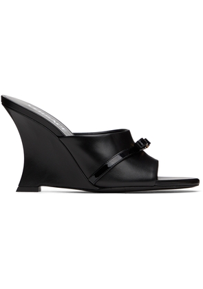 Versace Black Gianni Ribbon Wedge Mules