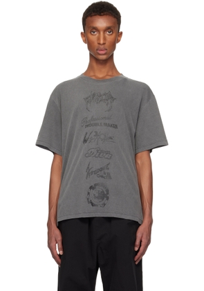 We11done Gray Multi Logo T-shirt