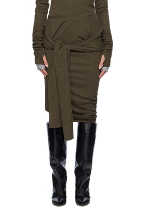 Edward Cuming Khaki Banana Twist Midi Skirt