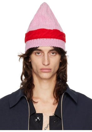 Edward Cuming Pink & Red Aaron Knit Beanie