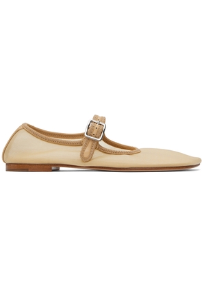 Sandy Liang SSENSE Exclusive Beige Mary Jane Mesh Ballerina Flats