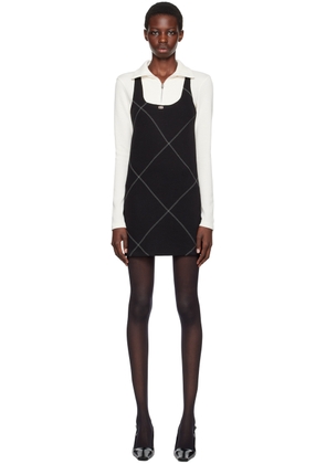 Kijun Off-White & Black Half-Zip Minidress