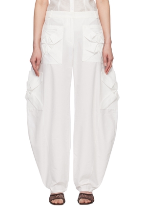 J. Kim White Smocked Cargo Pants