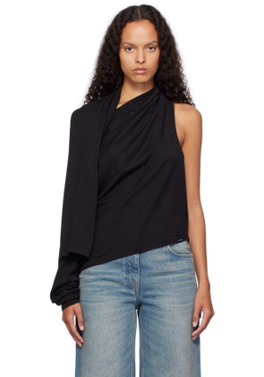 Courrèges Black Asymmetric Off Shoulder T-shirt