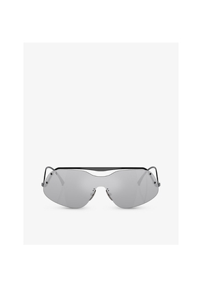 Womens Ferrari Fh1007 Rectangle-Frame Metal Sunglasses