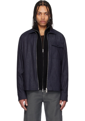 Moncler Blue Long Sleeve Zip-Up Denim Jacket