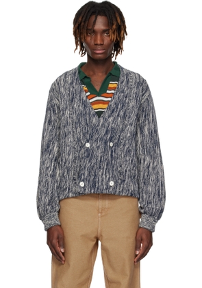 Bode Navy Double-Breasted Cardigan
