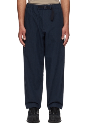 Moncler Navy Belted Seersucker Trousers