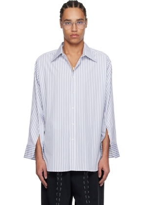 Maison Margiela White & Blue Stripe Cotton Shirt