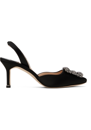 Manolo Blahnik Black Hangisli Slingback Heels