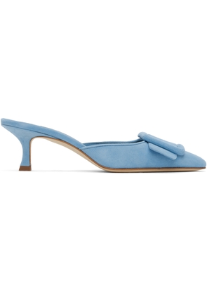 Manolo Blahnik Blue Maysale Mules
