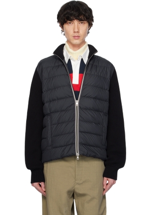 Moncler Black Padded Cotton Zip-Up Down Jacket