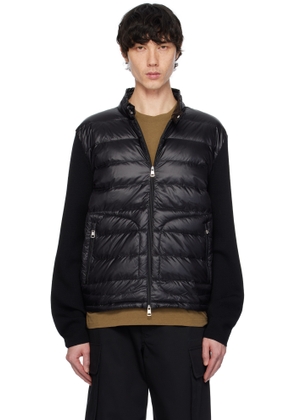 Moncler Black Padded Wool Zip-Up Down Jacket