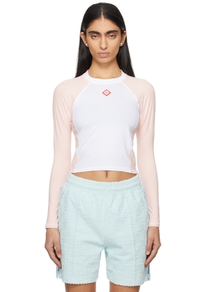 Casablanca White & Pink Raglan Long Sleeve T-shirt
