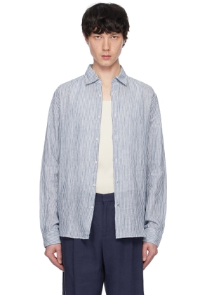 Sunspel White & Navy Linen Shirt