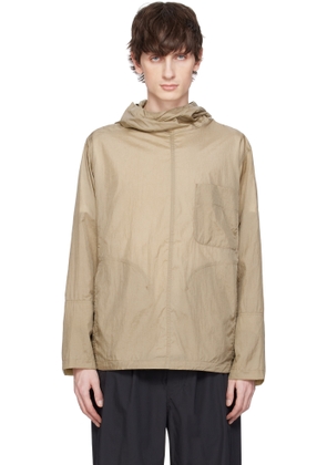 DOCUMENT Khaki Nylon Hooded Shirting Jacket