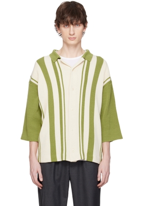 DOCUMENT Green & Off-White Intarsia Knitting Stripe Shirt