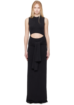 Balmain Black Knotted Cut Out Maxi Dress
