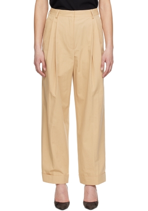 Dries Van Noten Beige Pleated Trousers