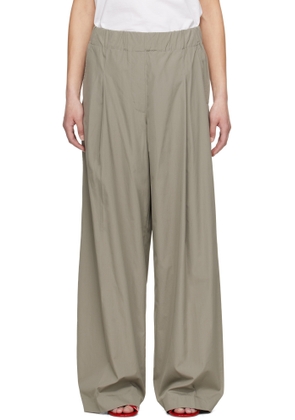 Dries Van Noten Gray Wide Pleated Trousers
