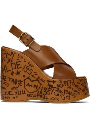 Chloé Brown Maxime Wedge Sandals