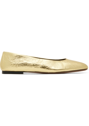 The Row Gold Square Ballerina Flats