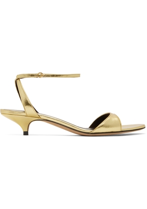 The Row Gold Vika Ankle Strap Kitten Heeled Sandals