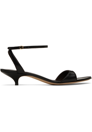 The Row Black Vika Ankle Strap Kitten Heeled Sandals